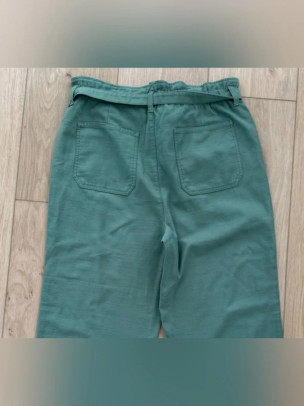 J. Crew women’s green size 14 cropped paper-bag waist loose cotton pants new NWT